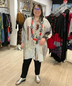 3 Potato Art Print Tunic Shirt , Cream/Red Multi 3 Potato