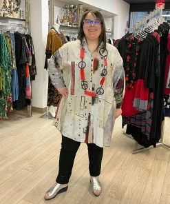 3 Potato Art Print Tunic Shirt , Cream/Red Multi 3 Potato