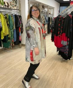 3 Potato Art Print Tunic Shirt , Cream/Red Multi 3 Potato