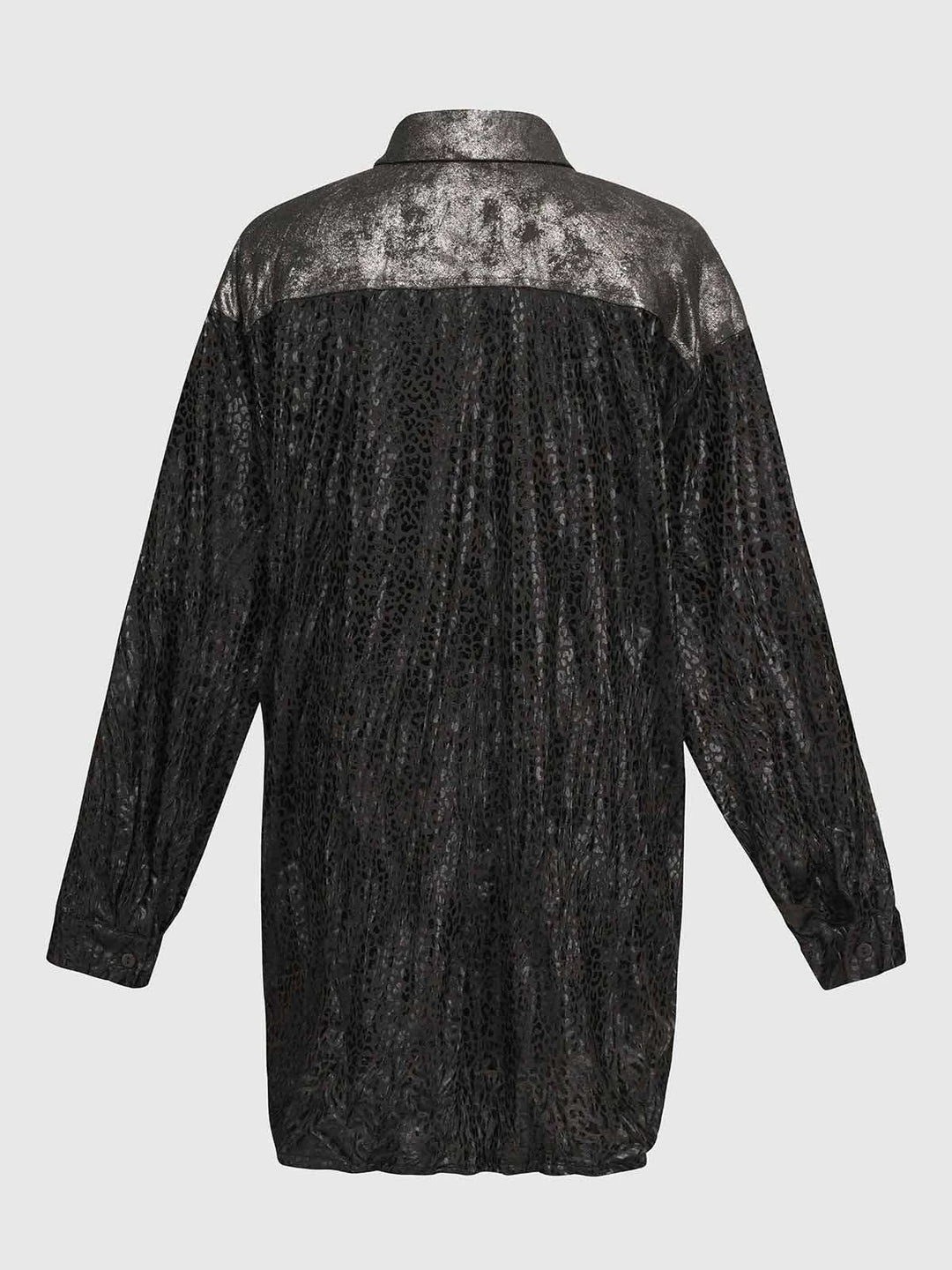 Alembika After Dark Leopard Shimmer Button Front Shirt Blouse, Multi