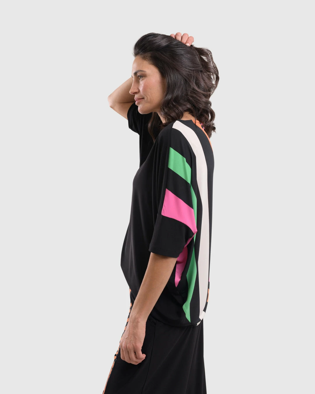Alembika Bold Stripe Back Relaxed Top, Rainbow