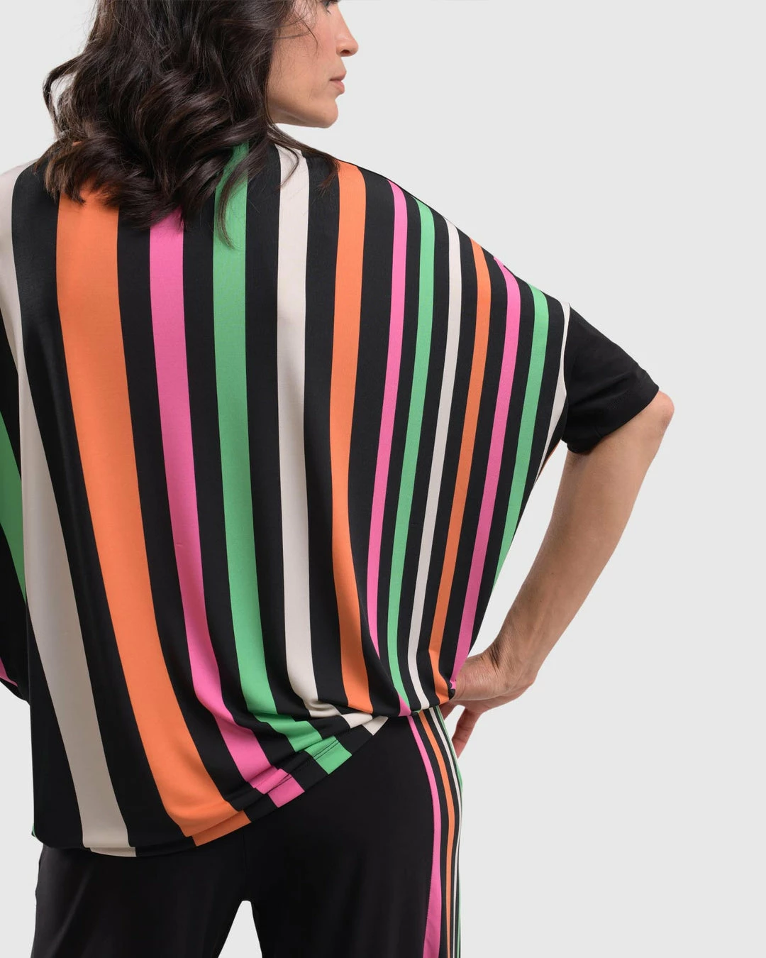 Alembika Bold Stripe Back Relaxed Top, Rainbow