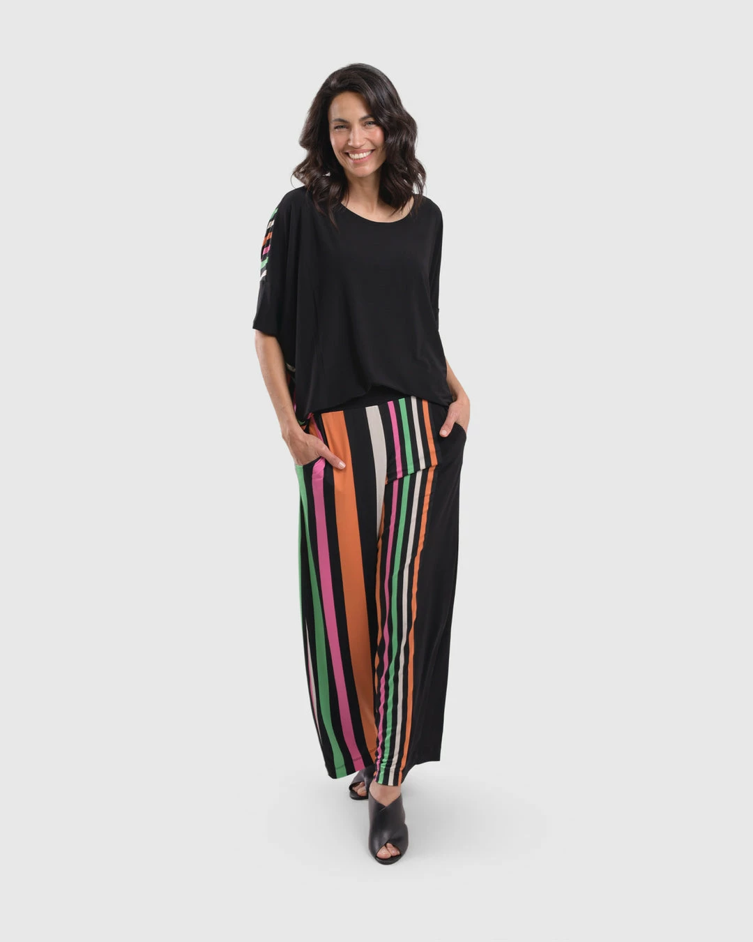 Alembika Bold Stripe Back Relaxed Top, Rainbow