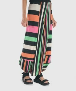 Alembika Bold Stripe Punto Pant, Rainbow Alembika