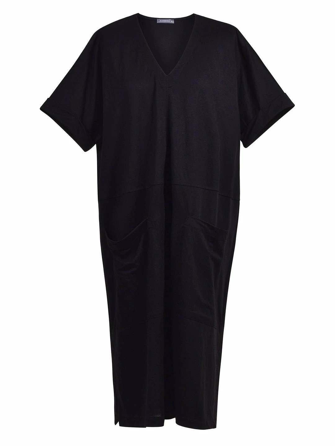 Alembika V Neck Pocket Front Dress, Black