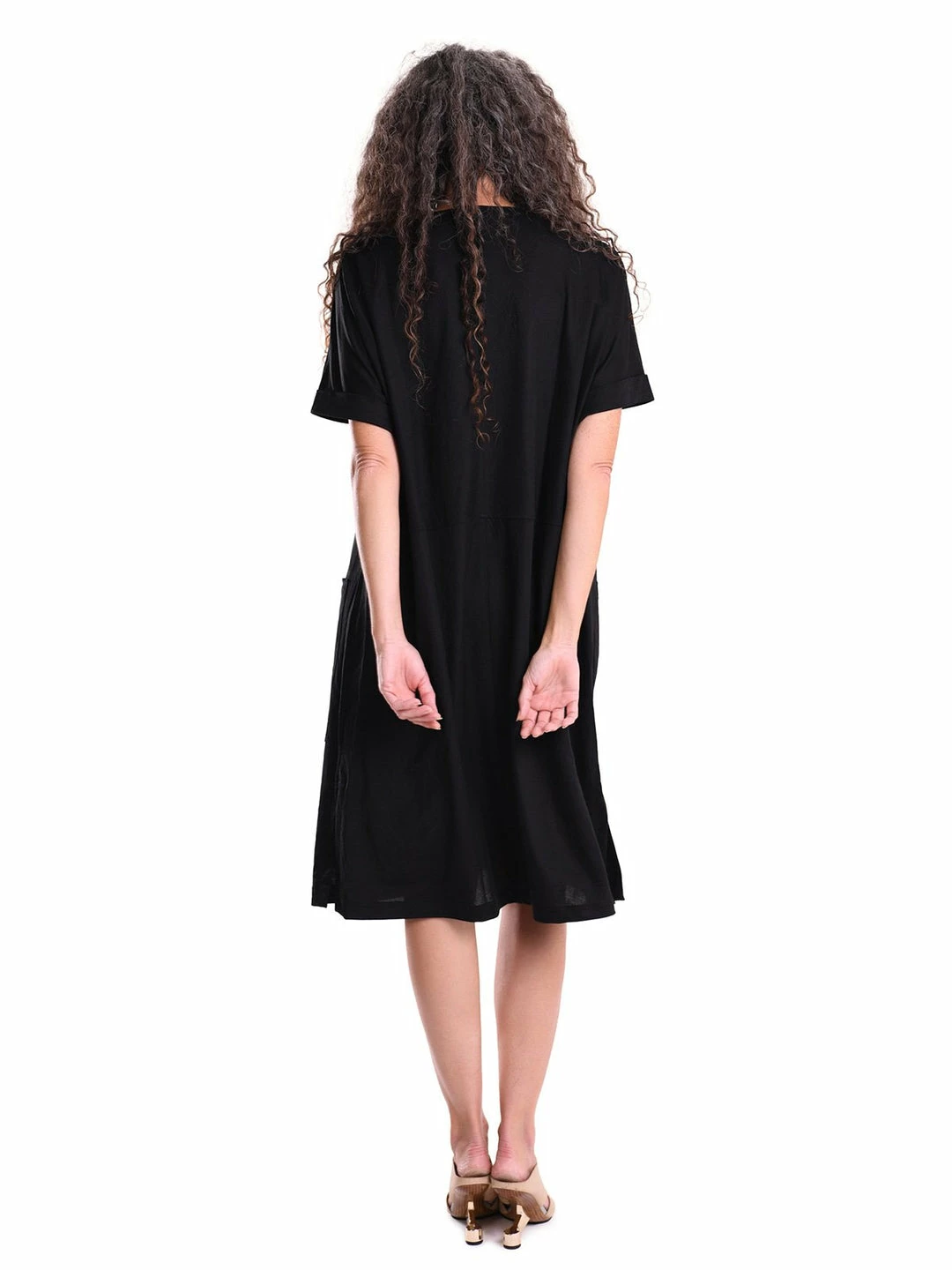 Alembika V Neck Pocket Front Dress, Black