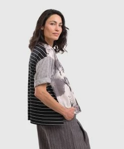 Alembika Linen Mix Boxy Top, Fog