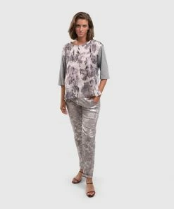 Alembika Linen Mix Boxy Top, Fog