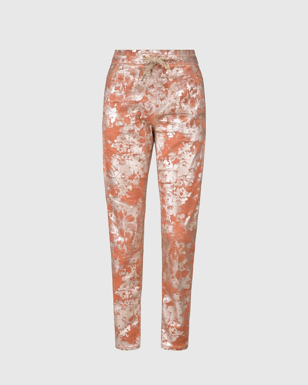 Alembika Alembika Metallic Floral Iconic Slim Leg Pant, Rust