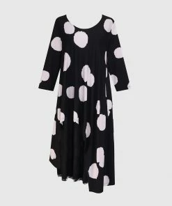 Alembika Alembika Mixed Dot Asymmetric Hi Lo Top, Black