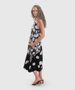 Alembika Alembika Mixed Dot Cocoon Tank Dress, Black