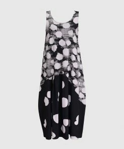 Alembika Alembika Mixed Dot Cocoon Tank Dress, Black