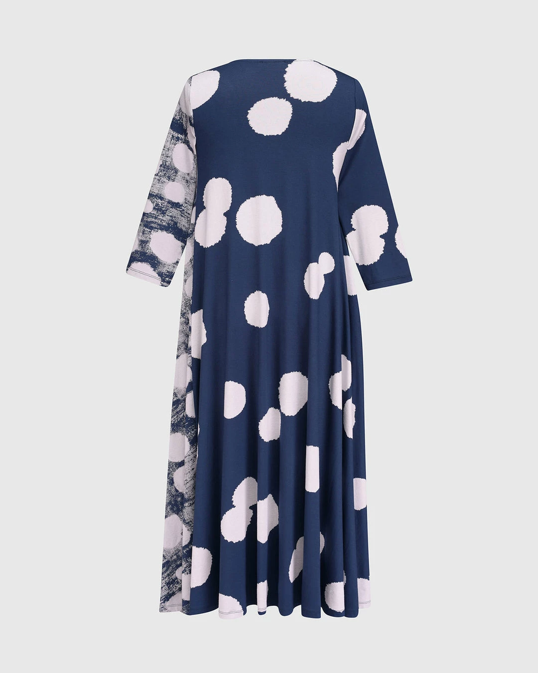 Alembika Alembika Mixed Dot V Neck A-Line Dress, Navy