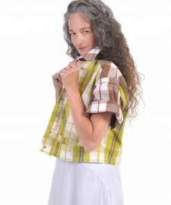 Alembika Alembika Plaid Mix Cropped Boxy Jacket, Multi