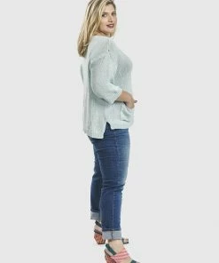 Alembika Boxy Pocket Sweater, Aqua Alembika