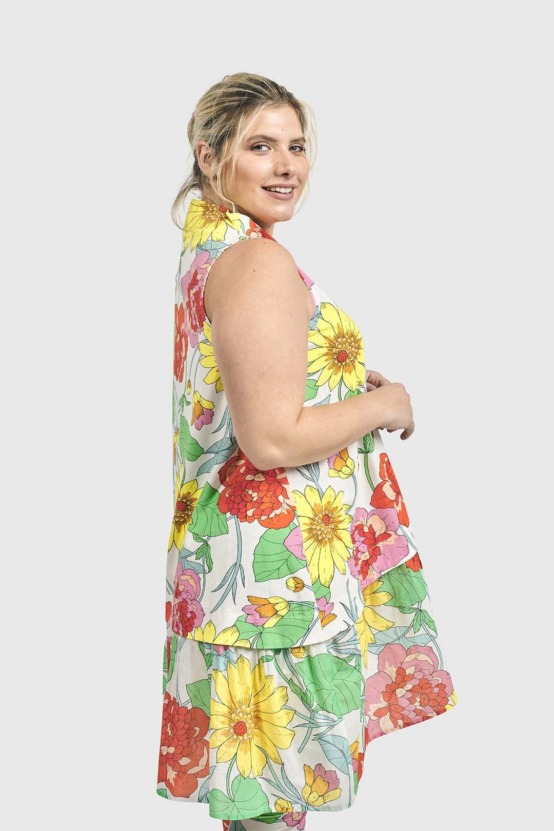 Alembika Garden Print Sleeveless Tunic, Bloom