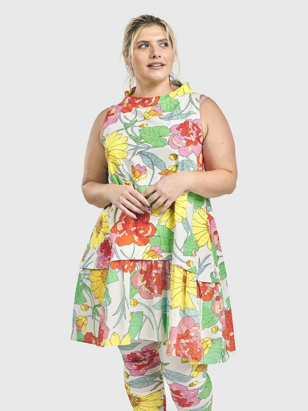 Alembika Garden Print Sleeveless Tunic, Bloom