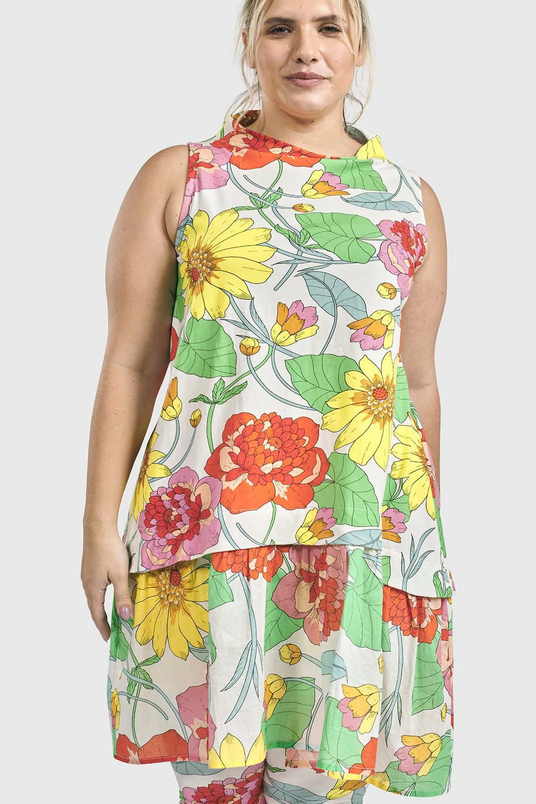 Alembika Garden Print Sleeveless Tunic, Bloom