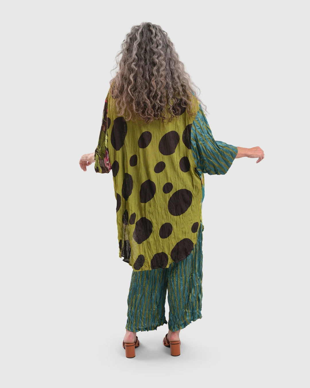 Alembika Satin Crush Dot Mesh Back Tunic, Aquamarine Alembika