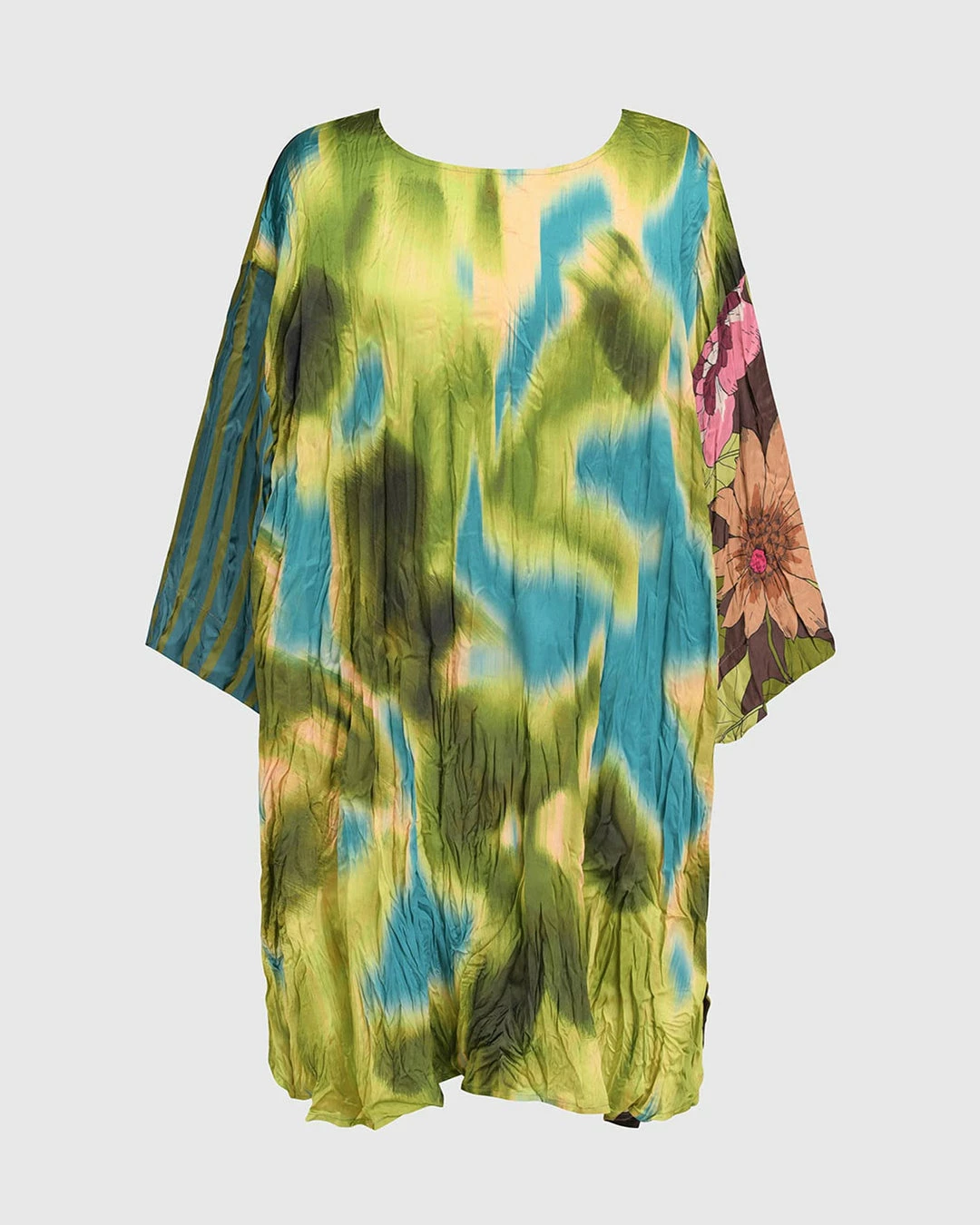 Alembika Satin Crush Dot Mesh Back Tunic, Aquamarine Alembika