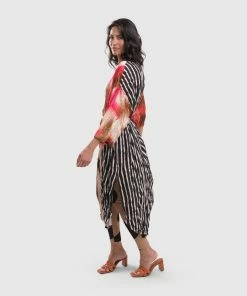 Alembika Alembika Satin Crush Mix Panel Dress, Butterfly