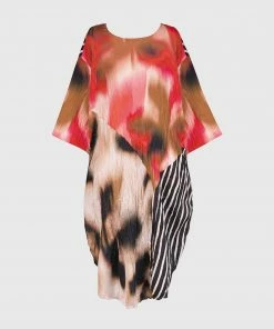 Alembika Alembika Satin Crush Mix Panel Dress, Butterfly