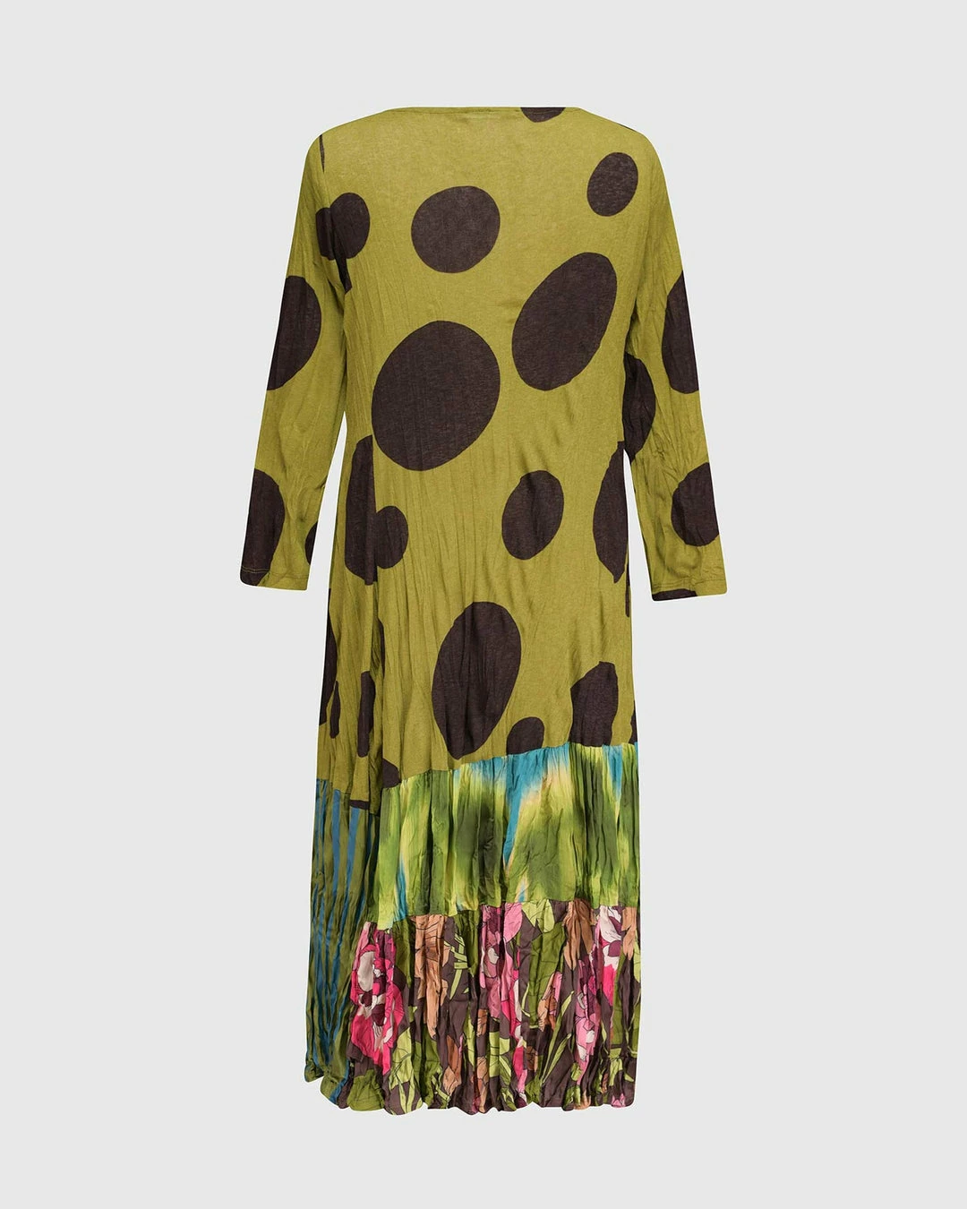 Alembika Satin Crush Trim Dot Mesh Dress, Olive Alembika