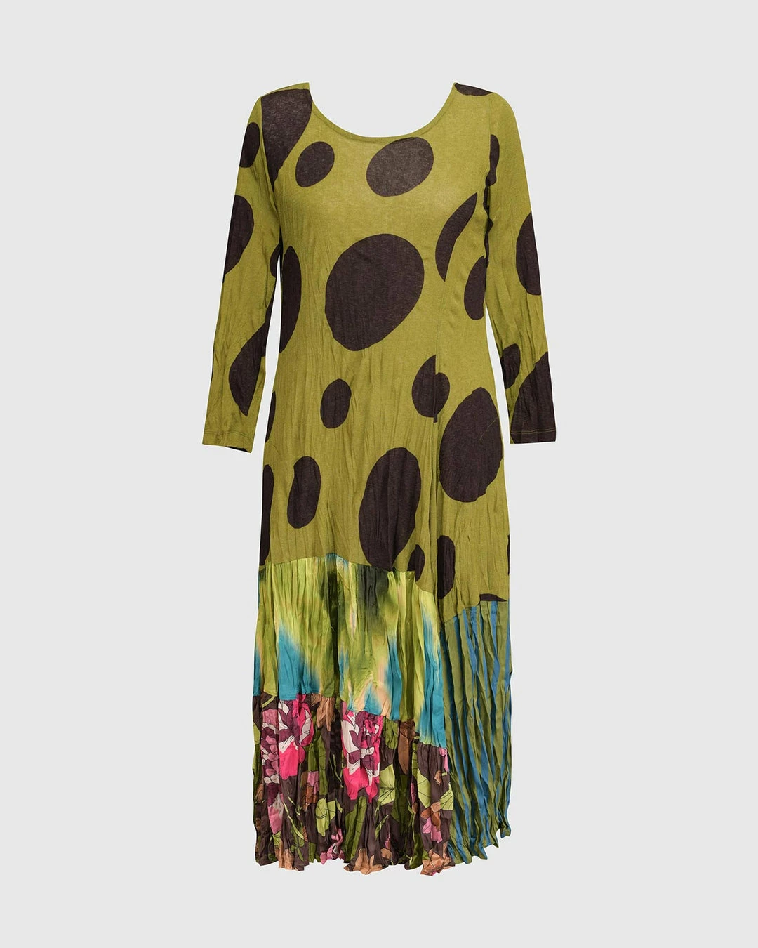 Alembika Satin Crush Trim Dot Mesh Dress, Olive Alembika