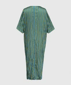 Alembika Satin Crush V Neck Dress, Aquamarine Alembika