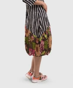 Alembika Satin Crush Wonderful Dress, Stripes