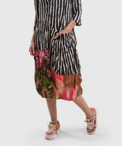 Alembika Satin Crush Wonderful Dress, Stripes