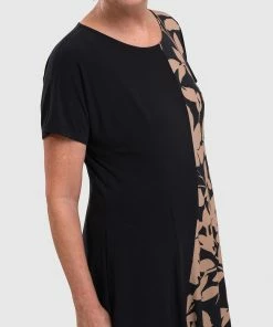 Alembika Silhouette Print Panel Cap Sleeve Dress, Floral