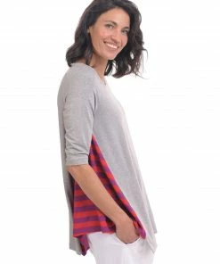 Alembika Striped Inset Raglan Swing Top, Multi