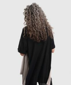 Alembika Alembika Striped Knit Accent V Neck Swing Top, Multi