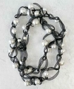 Annemieke Broenink Pearl Tulle Link Necklace, White Annemieke Broenink