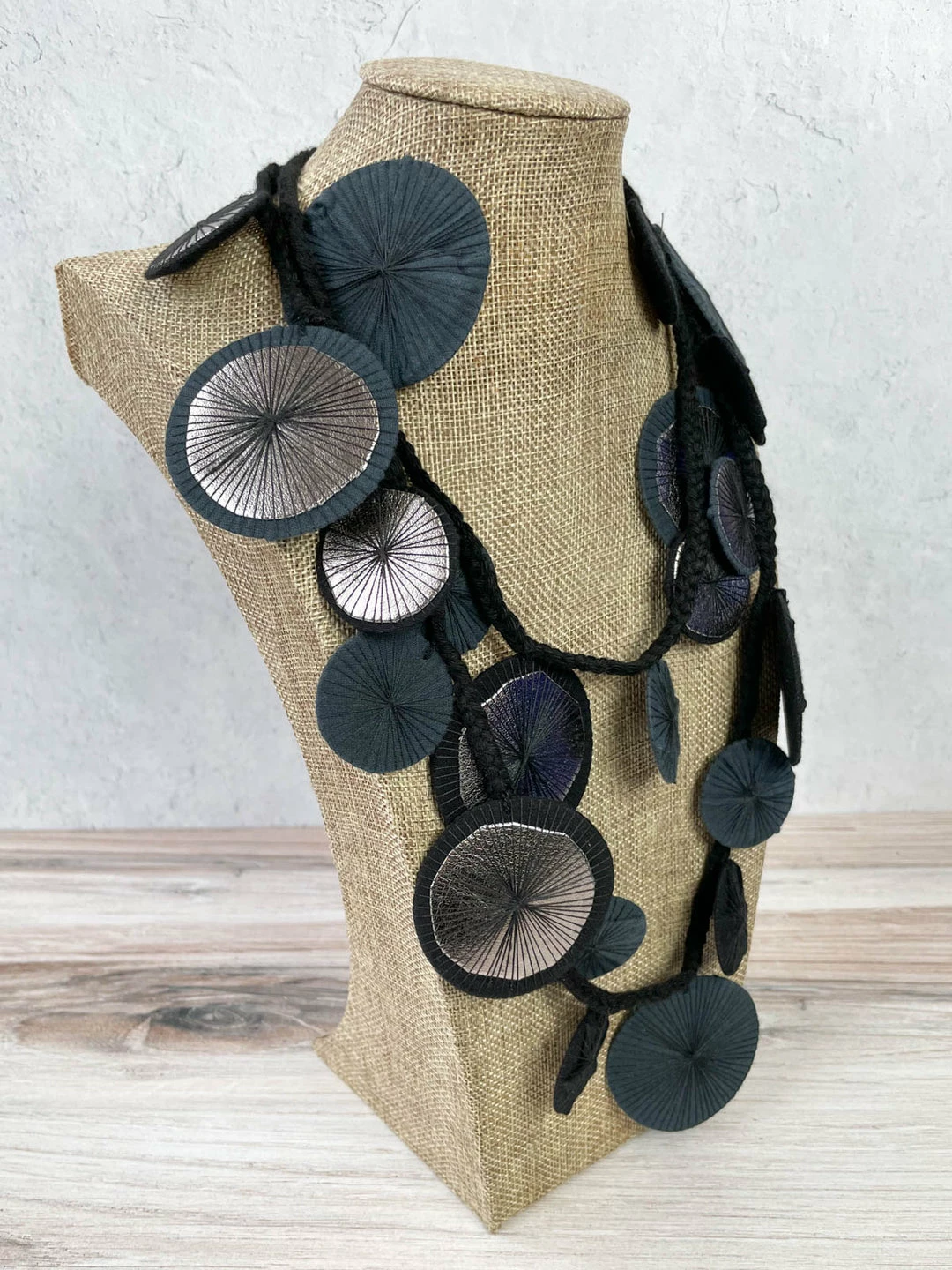 Beyond Threads Beyond Threads Platillos Wrap Necklace, Charcoal