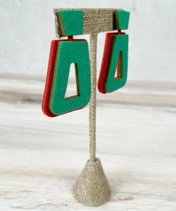 Beyond Threads Beyond Threads Trapezium Earrings, Teal