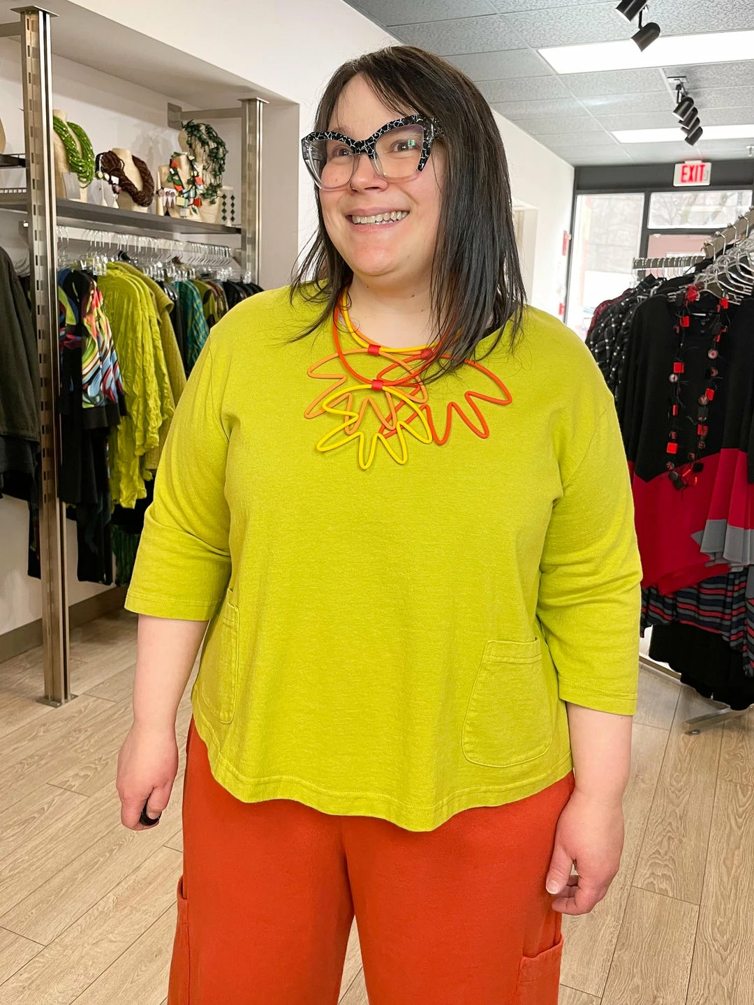 Pacificotton Bryn Walker 3/4 Sleeve Boxy Shirt, Euphorbia