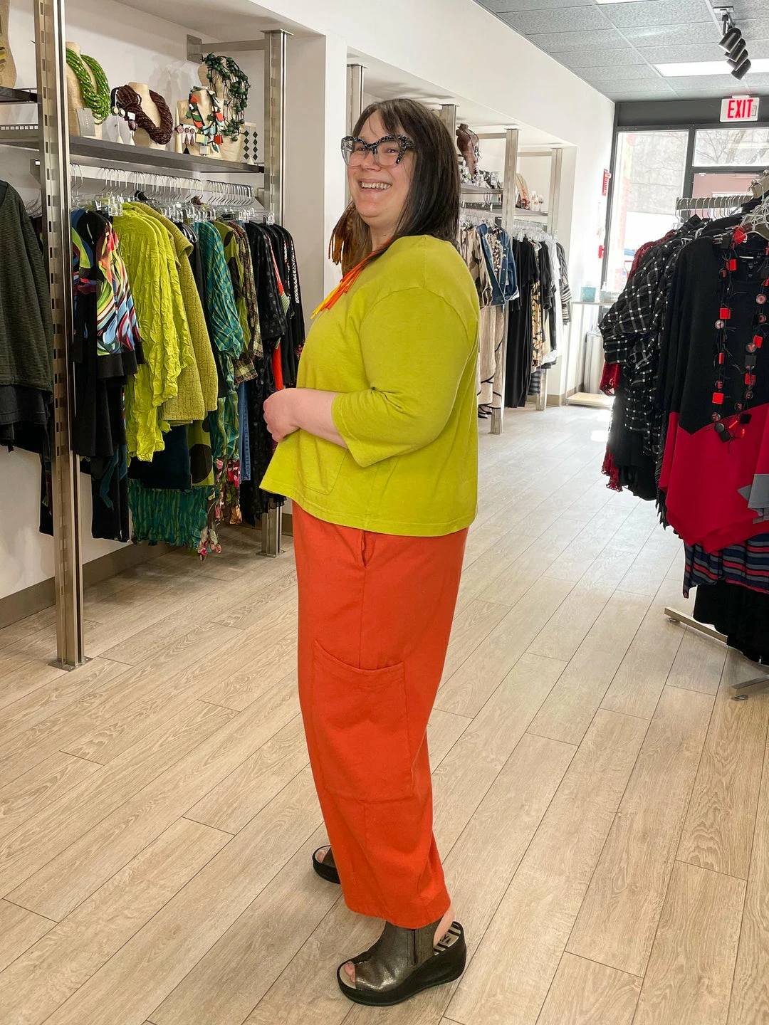 Pacificotton Bryn Walker 3/4 Sleeve Boxy Shirt, Euphorbia