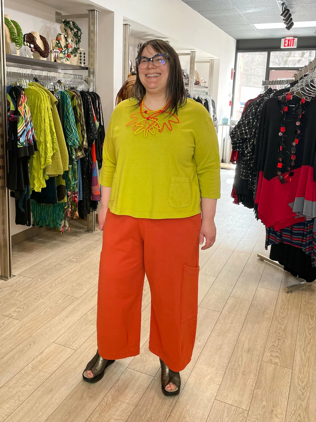 Pacificotton Bryn Walker 3/4 Sleeve Boxy Shirt, Euphorbia