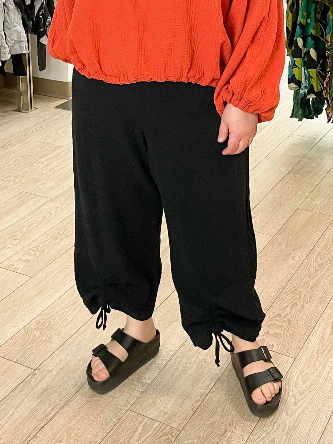 Bryn Walker Ruched Pant, Black Gauze Bryn Walker