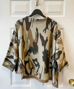 Alembika Alembika Urban Camo Hi Lo Boxy Top, Brown