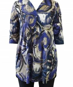 Caribe Collared Tunic Dress, Purple Multi Dresses & Jumpsuits