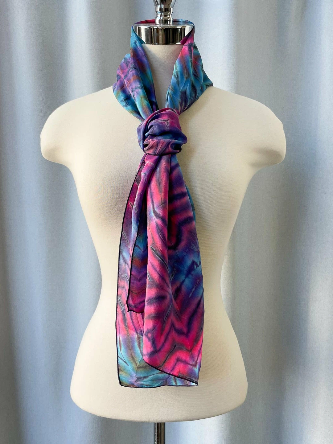 Carter Smith Shibori Rectangular Silk Scarf, Purple Pink Multi Scarves