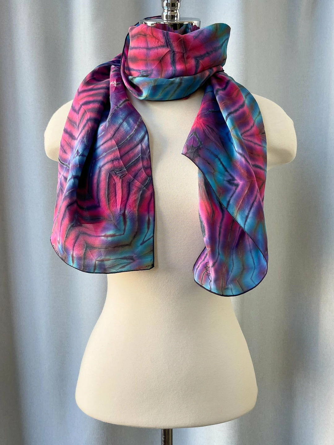 Carter Smith Shibori Rectangular Silk Scarf, Purple Pink Multi Scarves