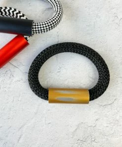 Christina Brampti Cord & Aluminum Hidden Magnet Bracelet, Brushed Gold/Black Christina Brampti