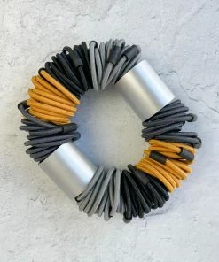 Christina Brampti Chunky Cord & Aluminum Tube Bangle Bracelet, Orange/Grey