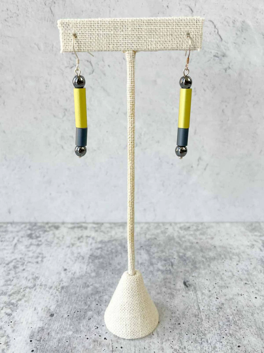 Christina Brampti Linear Aluminum Tube Drop Earrings, Yellow/Grey