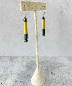 Christina Brampti Linear Aluminum Tube Drop Earrings, Yellow/Grey