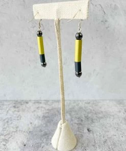 Christina Brampti Linear Aluminum Tube Drop Earrings, Yellow/Grey